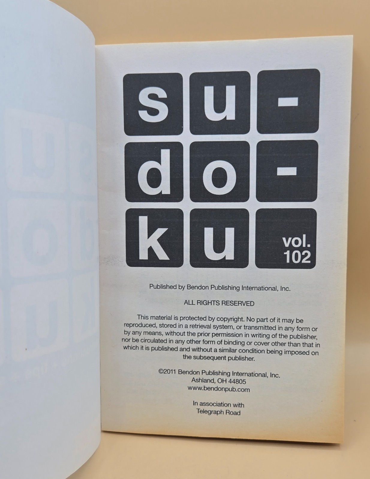 2011 Sudoku vol. 102 Bendon Publishing Paperback Puzzles Book, NEW