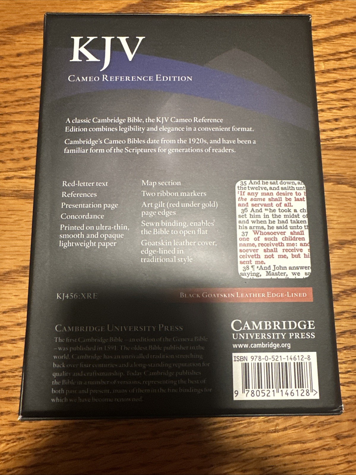 Cambridge Cameo Ref KJV BIBLE Black Goatskin Brand NEW