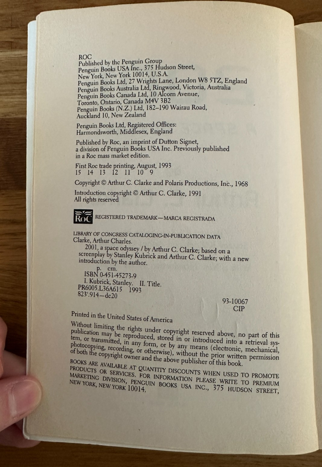 2001 – A Space Odyssey by Arthur C. Clarke 1993 Paperback Signed
