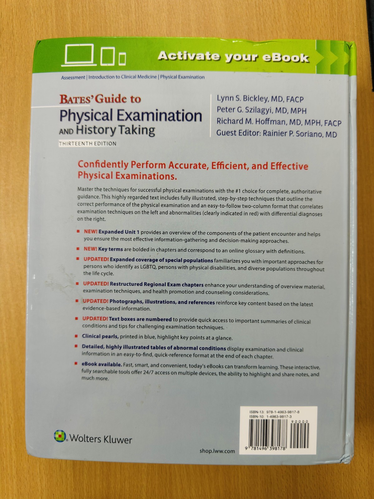 Bates’ Guide to Physical Examination and History Taking by Bickley hardcover