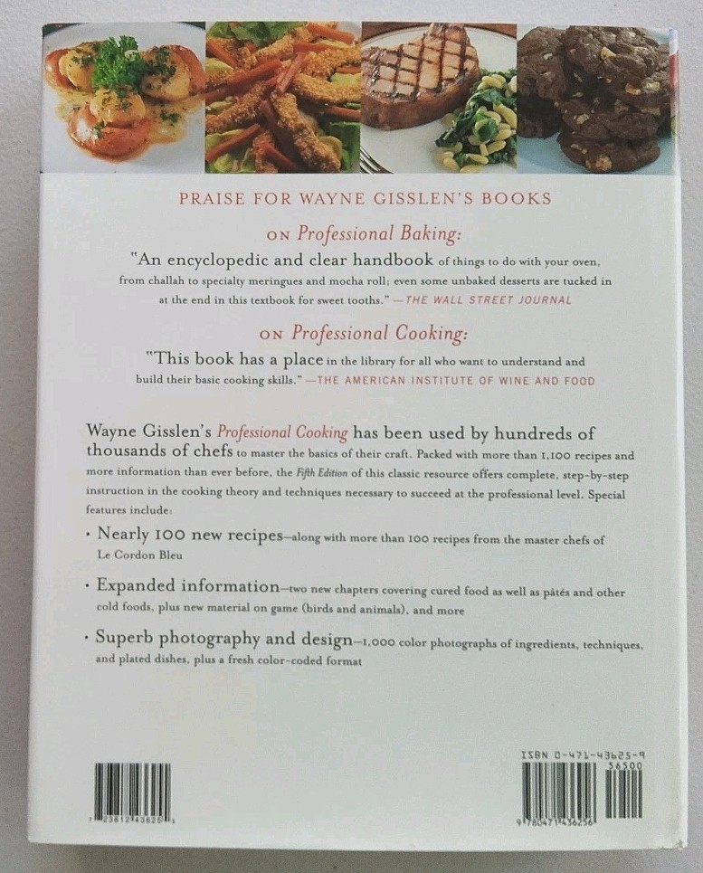 Professional Cooking Fifth Edition Hardcover By Wayne Gisslen