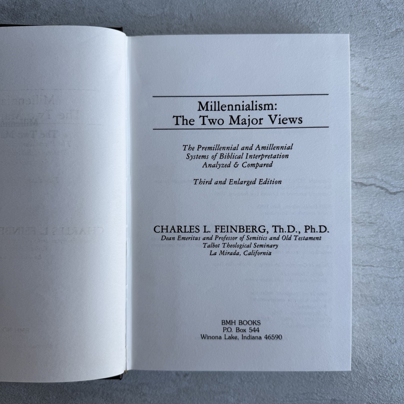 Millennialism: The Two Major Views by Charles L. Feinberg – BMH Books, HC, 1985