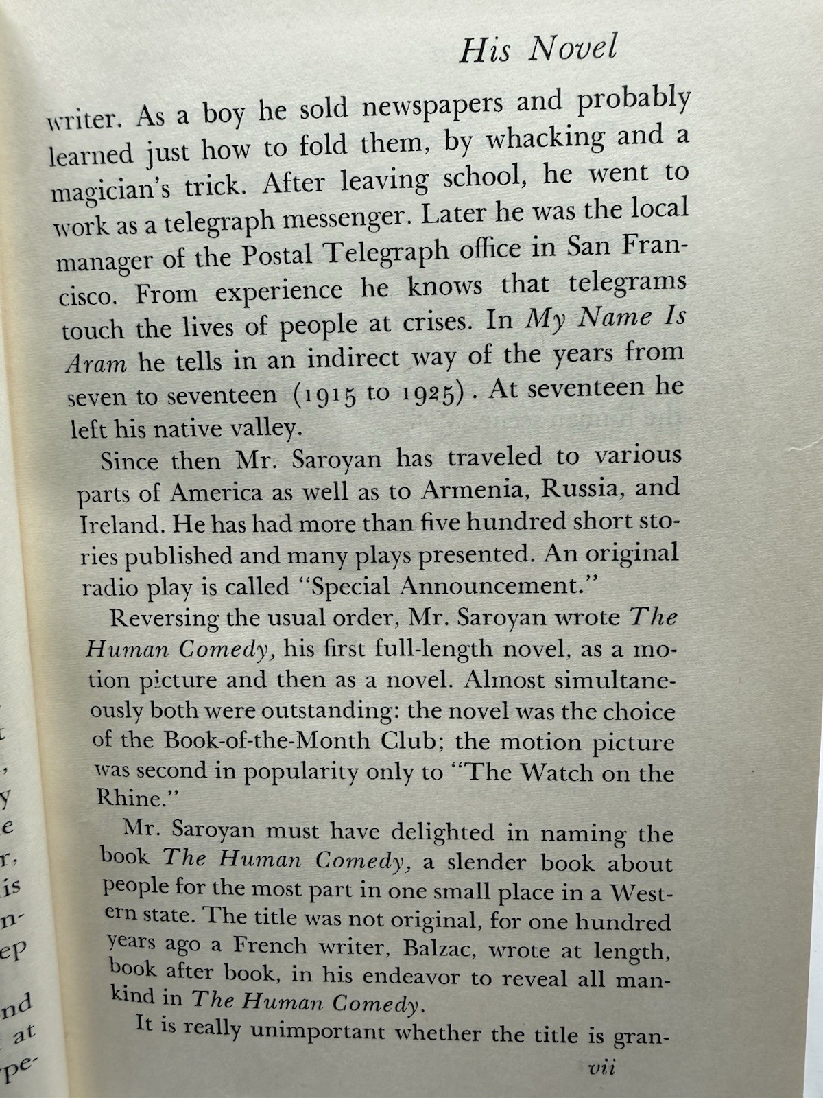 The Human Comedy William Saroyan 1944 HC Don Freeman Harcourt Brace