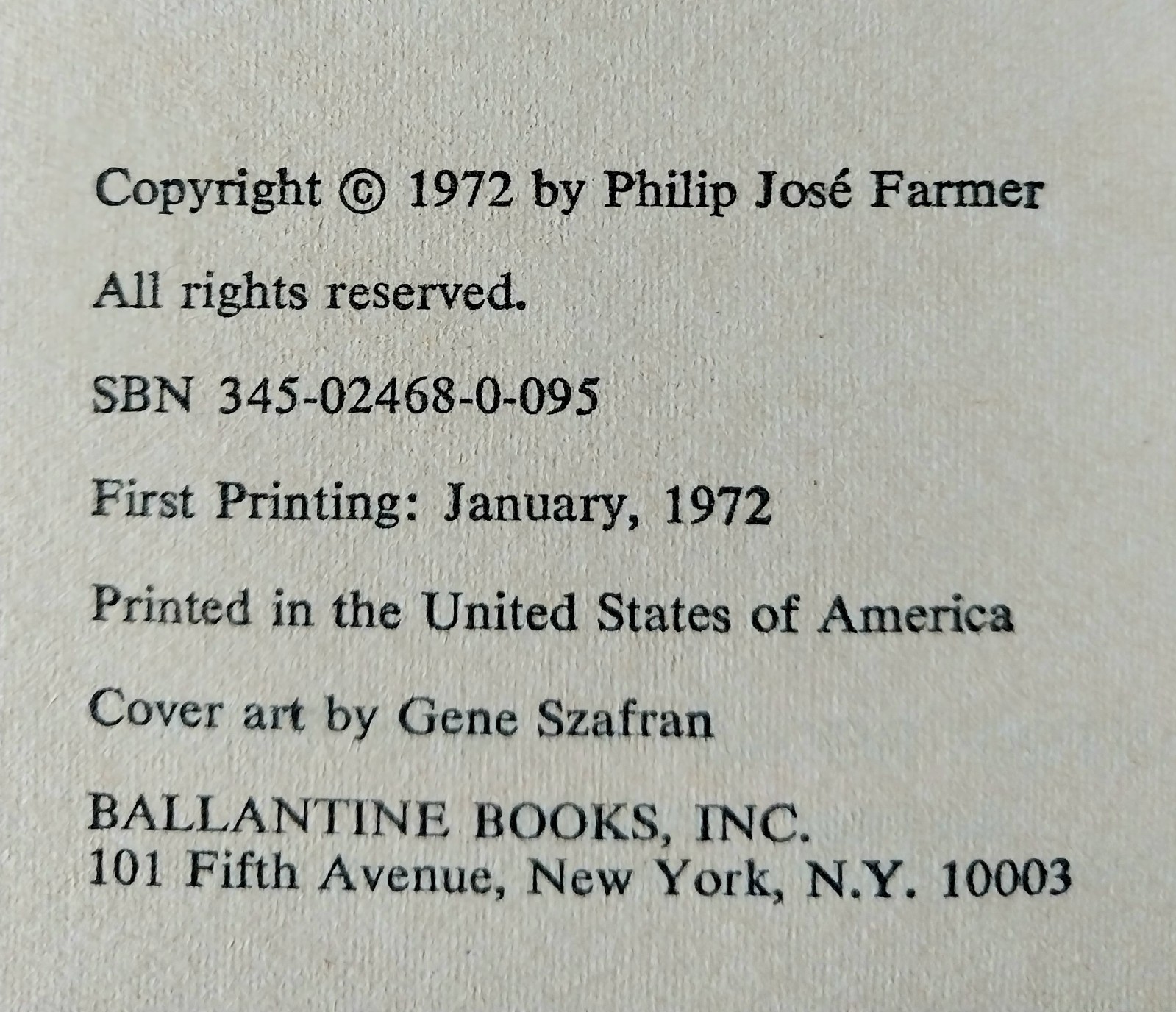 Philip Jose Farmer – Time’s Last Gift – Ballantine Books First Printing 1972