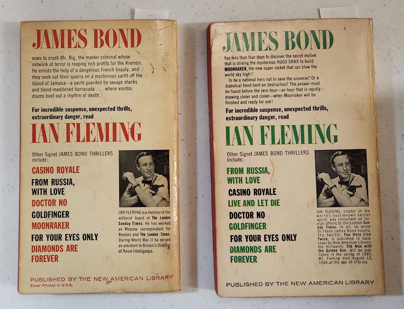 JAMES BOND • Ian Fleming • Vintage Signet Paperback Lot #2