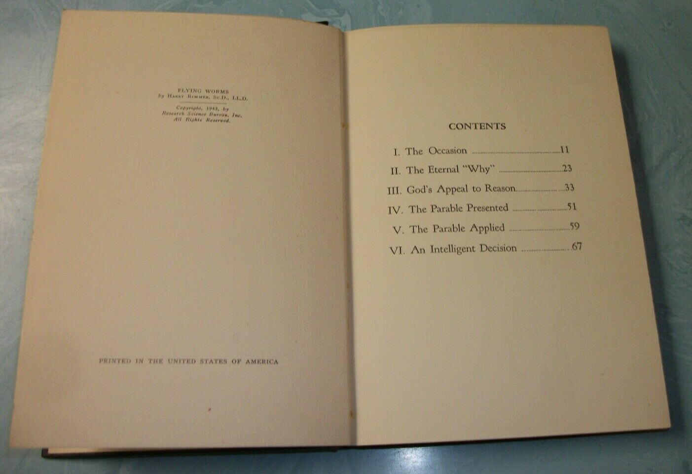 RARE: Vintage Flying Worms by Harry Rimmer Hardcover 1943 First Edition