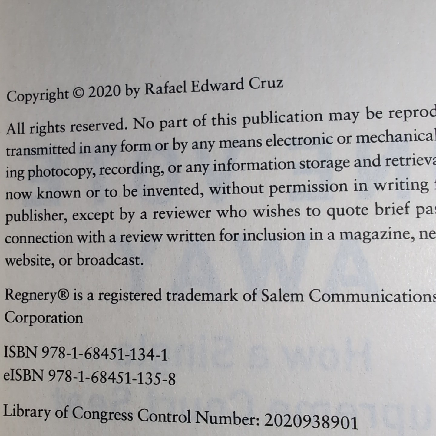 New,Signed, Ted Cruz, One Vote Away,2020, HC/DJ, Regnery Publishing 7th Printing