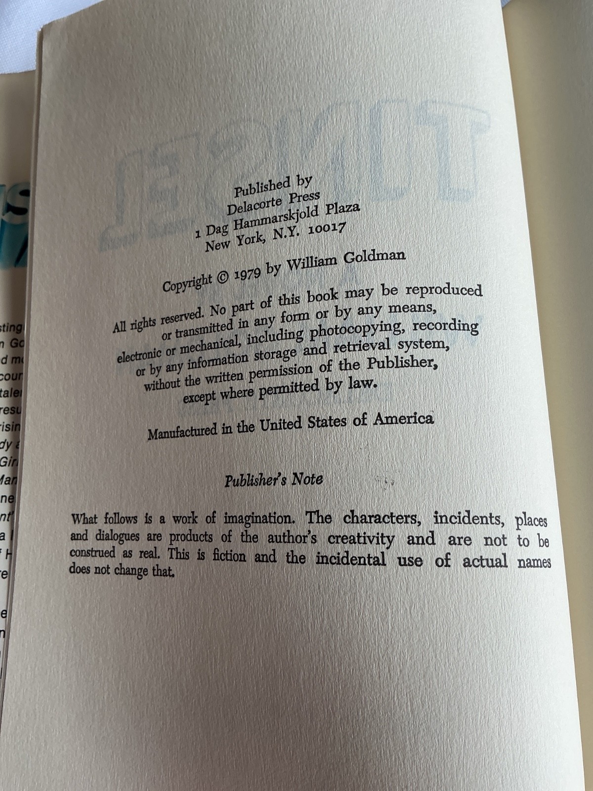 Tinsel William Goldman 1979 HCDJ BCE – Hollywood novel
