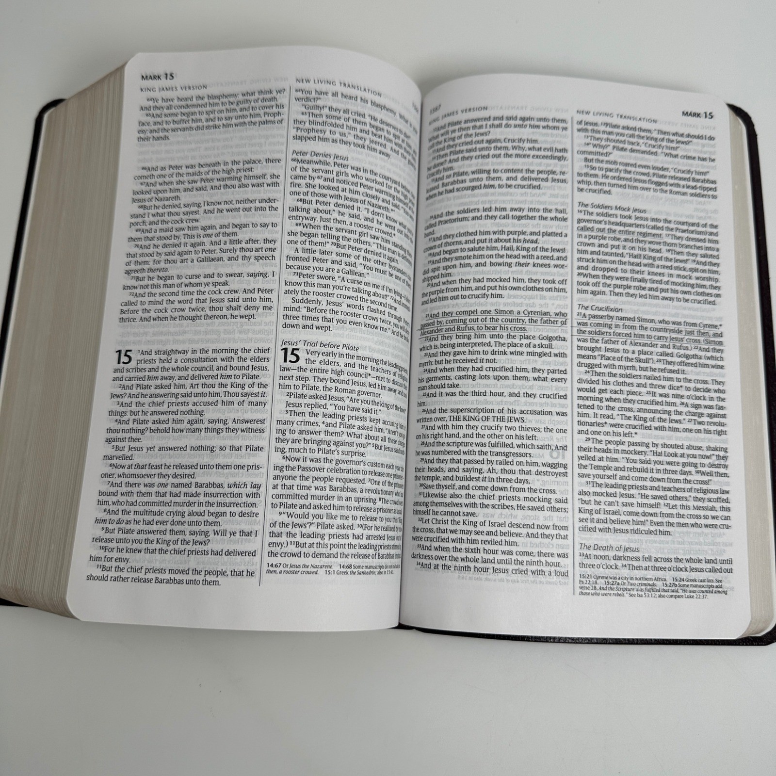 Holy Bible Tyndale TBN Parallel KJV NLT Burgundy Gold Gilt Special Edition Study