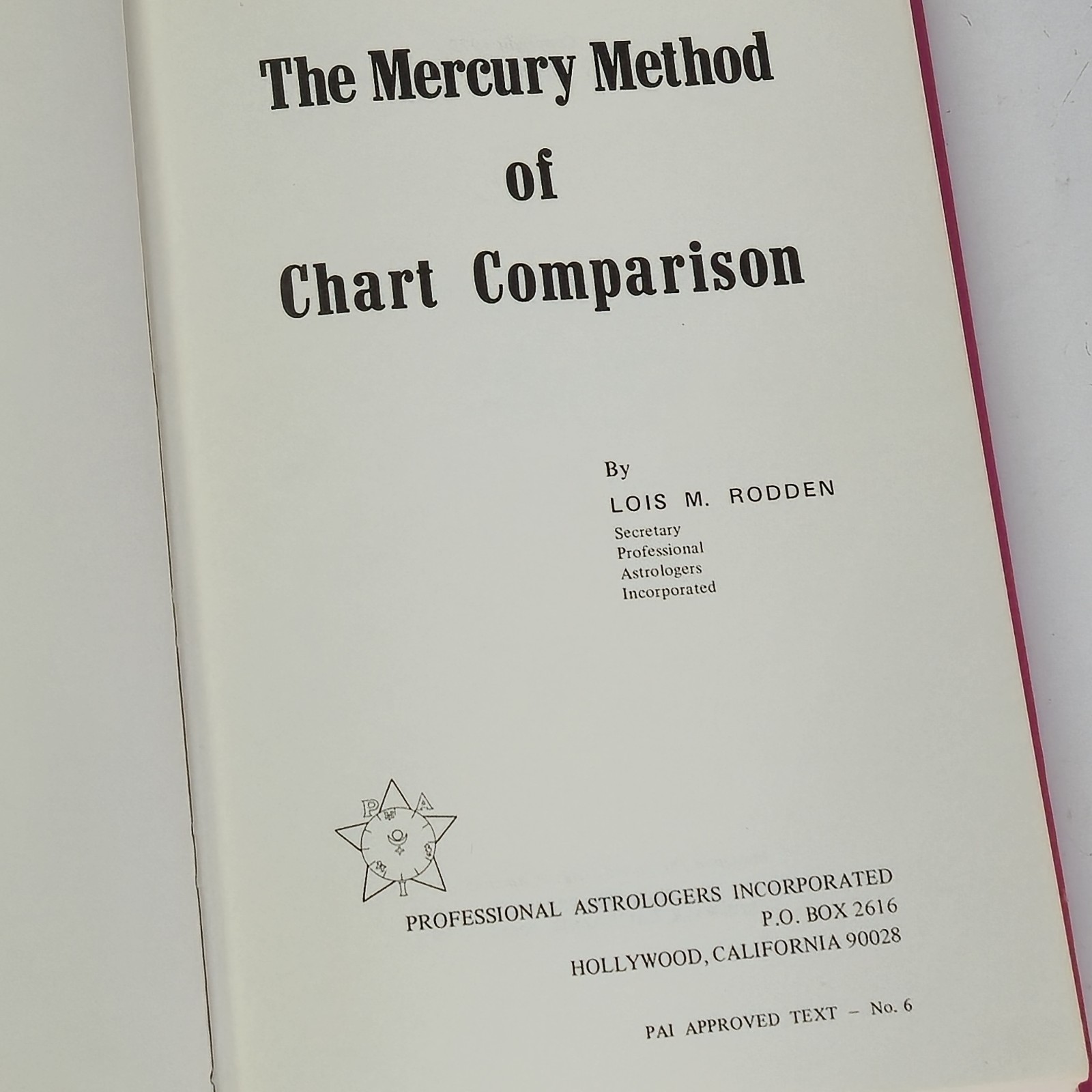 The Mercury Method of Chart Comparison by Lois M Rodden Hardback Book 1973 VTG