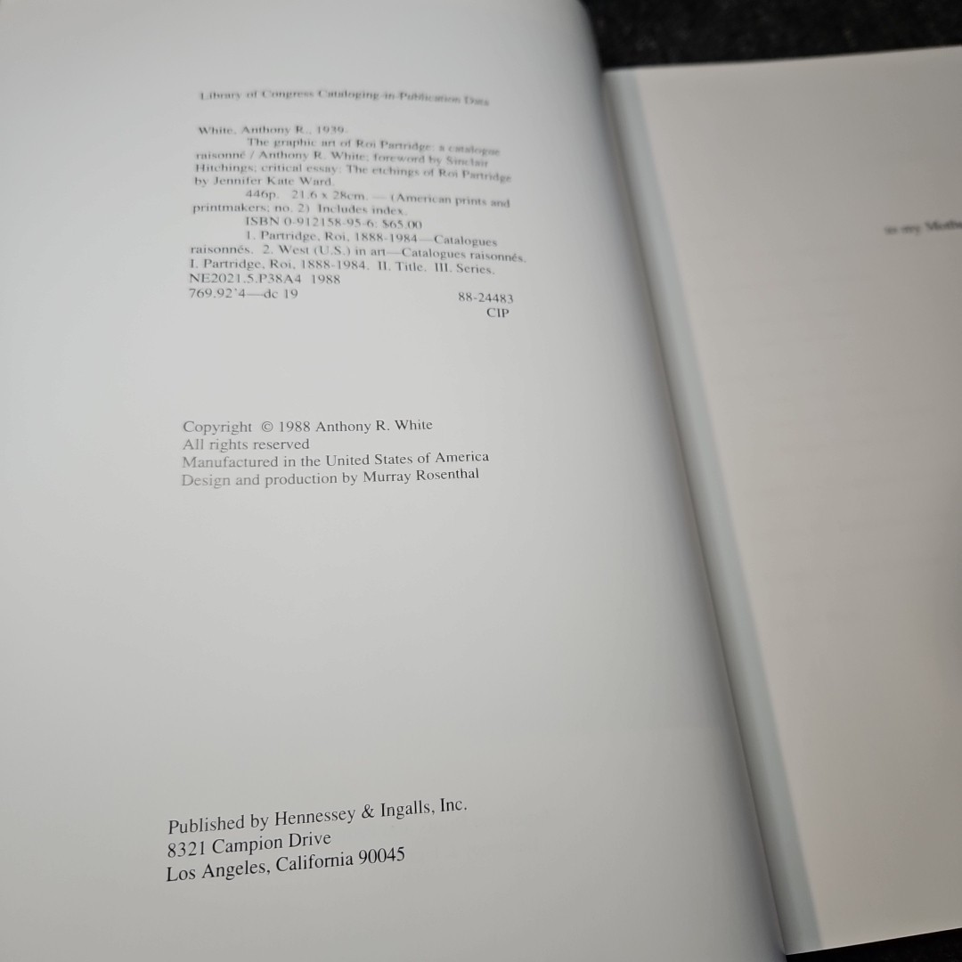 THE GRAPHIC ART OF ROI PARTRIDGE: A CATALOGUE RAISONNE By Anthony R. White JLG