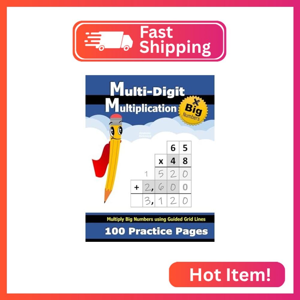 Multi-Digit Multiplication: 100 Practice Pages (with Grid Line Guides) – Multipl