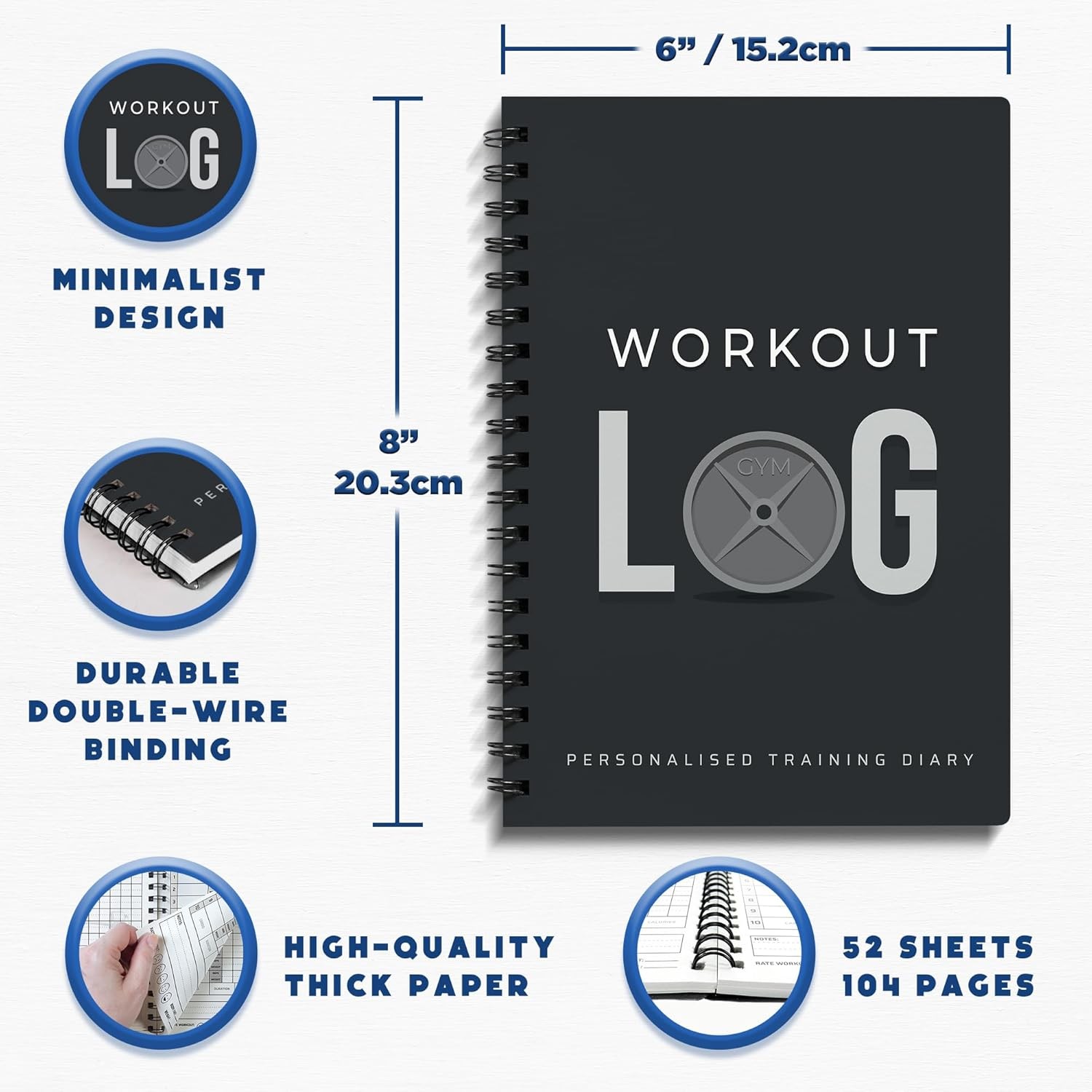 Workout Planner for Daily Fitness Tracking & 1pack, Charcoal Grey-Soft Cover