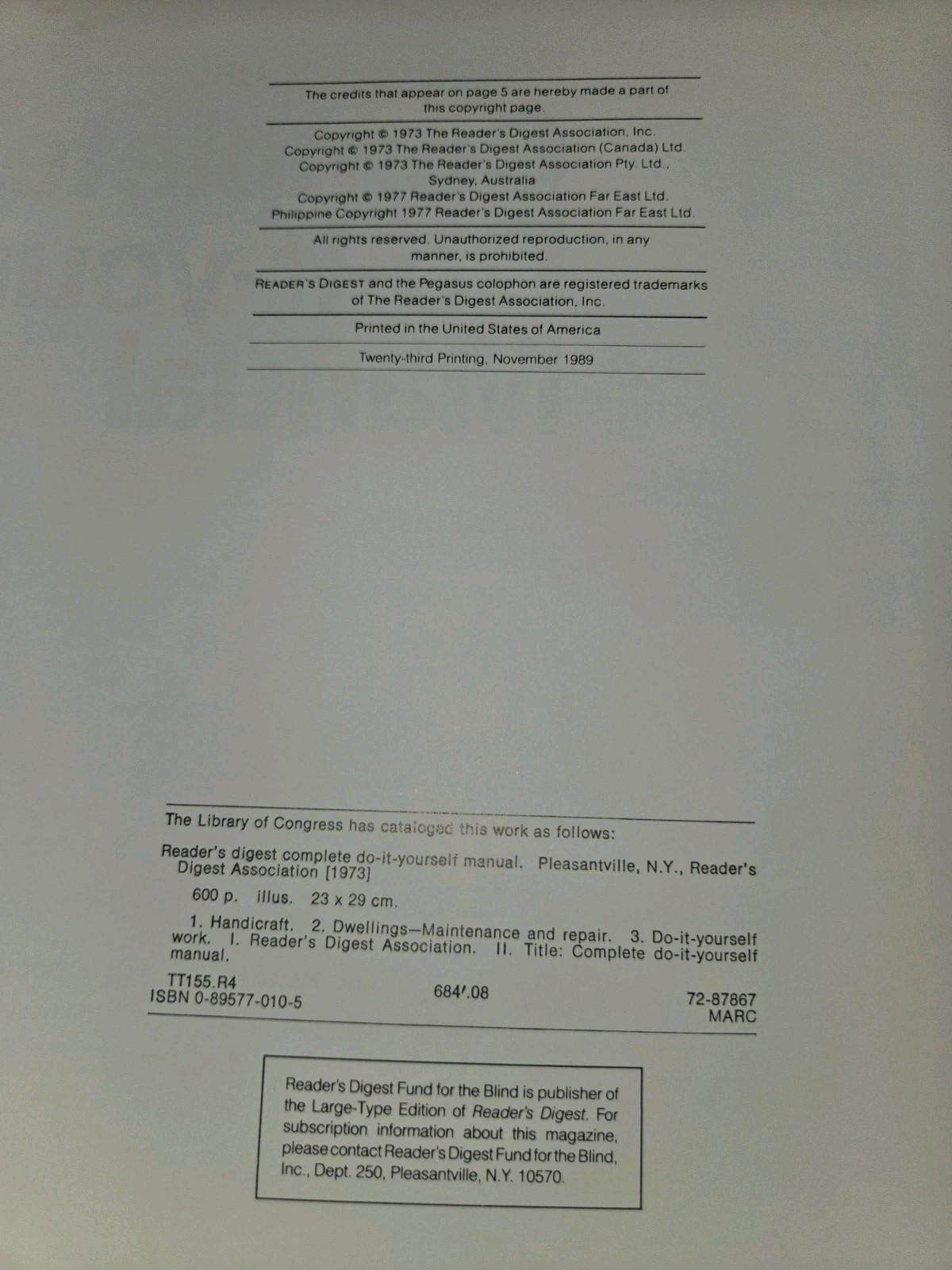 Reader’s Digest Complete Do It Yourself Manual