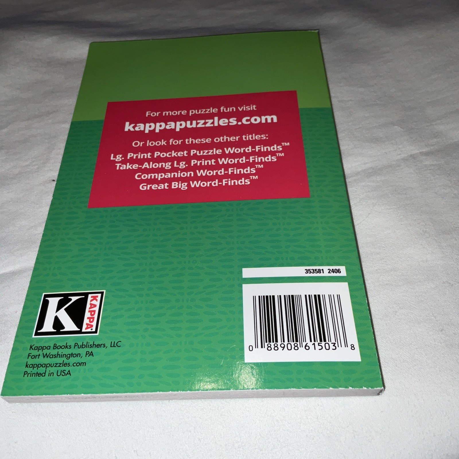 KAPPA Word-Find Pocket Puzzle Volume 252 Pages 129 W/ 58 Puzzles Large Print NEW