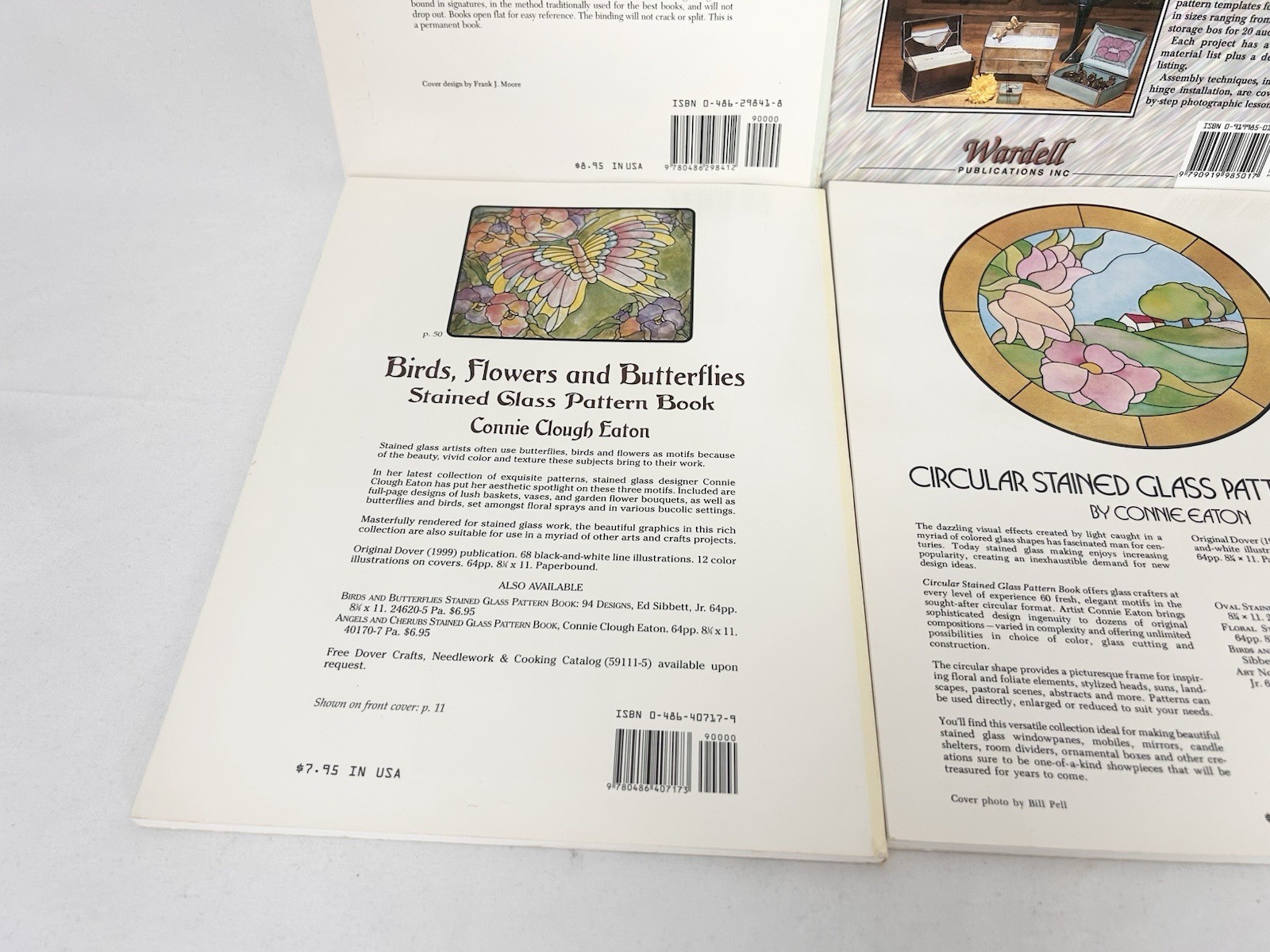 Stained Glass Pattern Books Lot of 4 Art Deco Birds Flowers Boxes Eaton Welch
