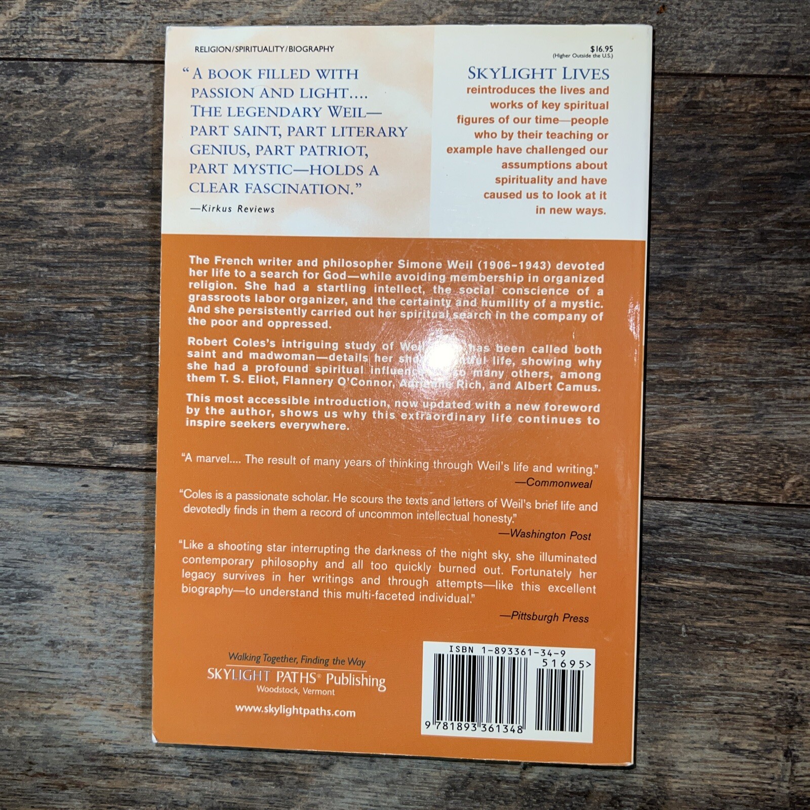 Simone Weil: A Modern Pilgrimage by Robert Coles, Paperback Copy Good Condition