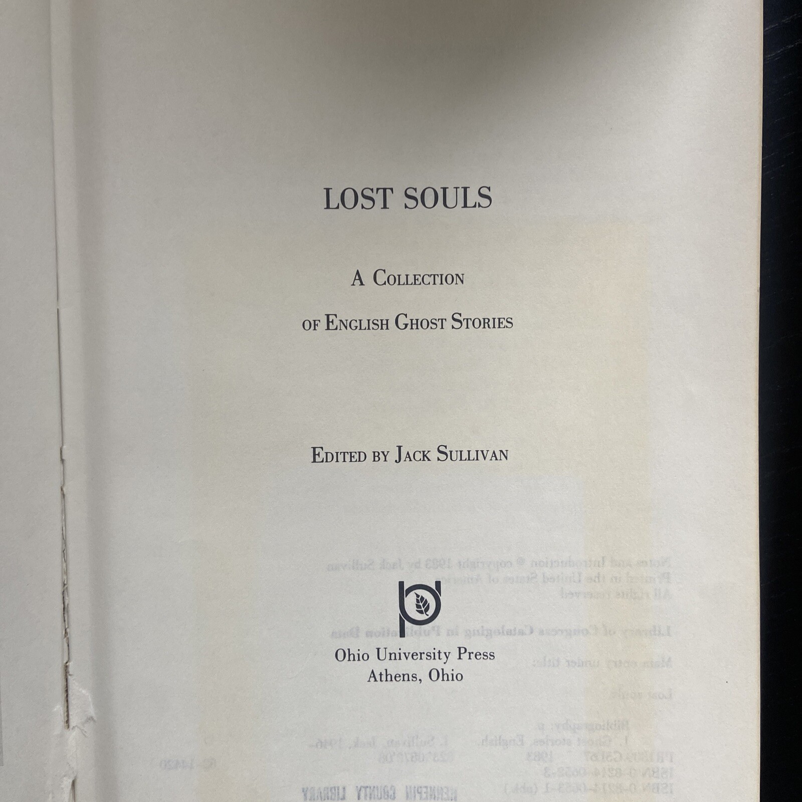 Lost Souls : A Collection of English Ghost Stories by Jack Sullivan (1983,…