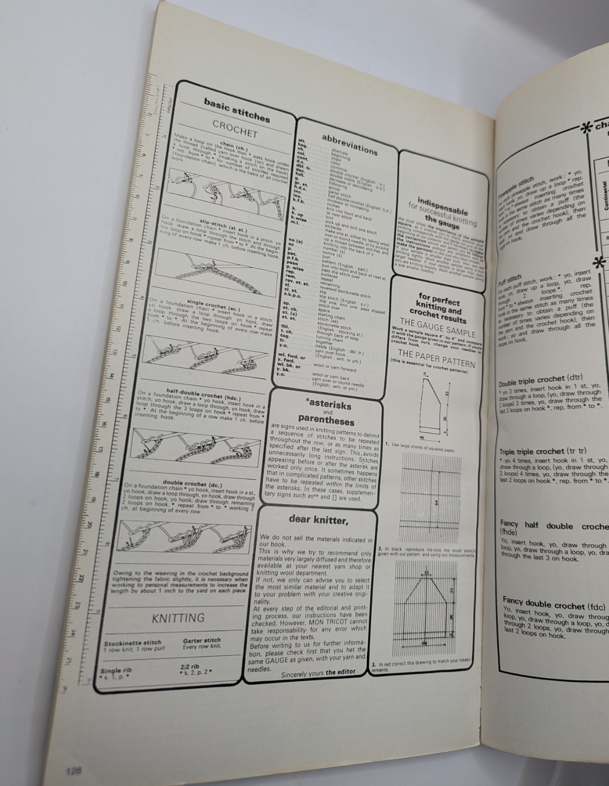 Vintage 1972 Mon Tricot 250 Stitches Patterns to Knit & Crochet Book 131 Pages