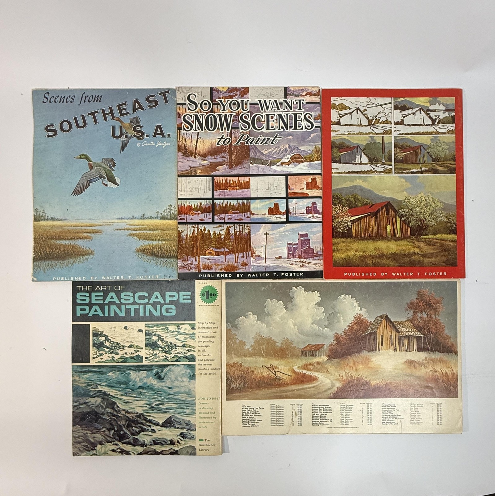 Vintage Walter T Foster Art Painting Instruction Book Lot Landscapes Seascapes