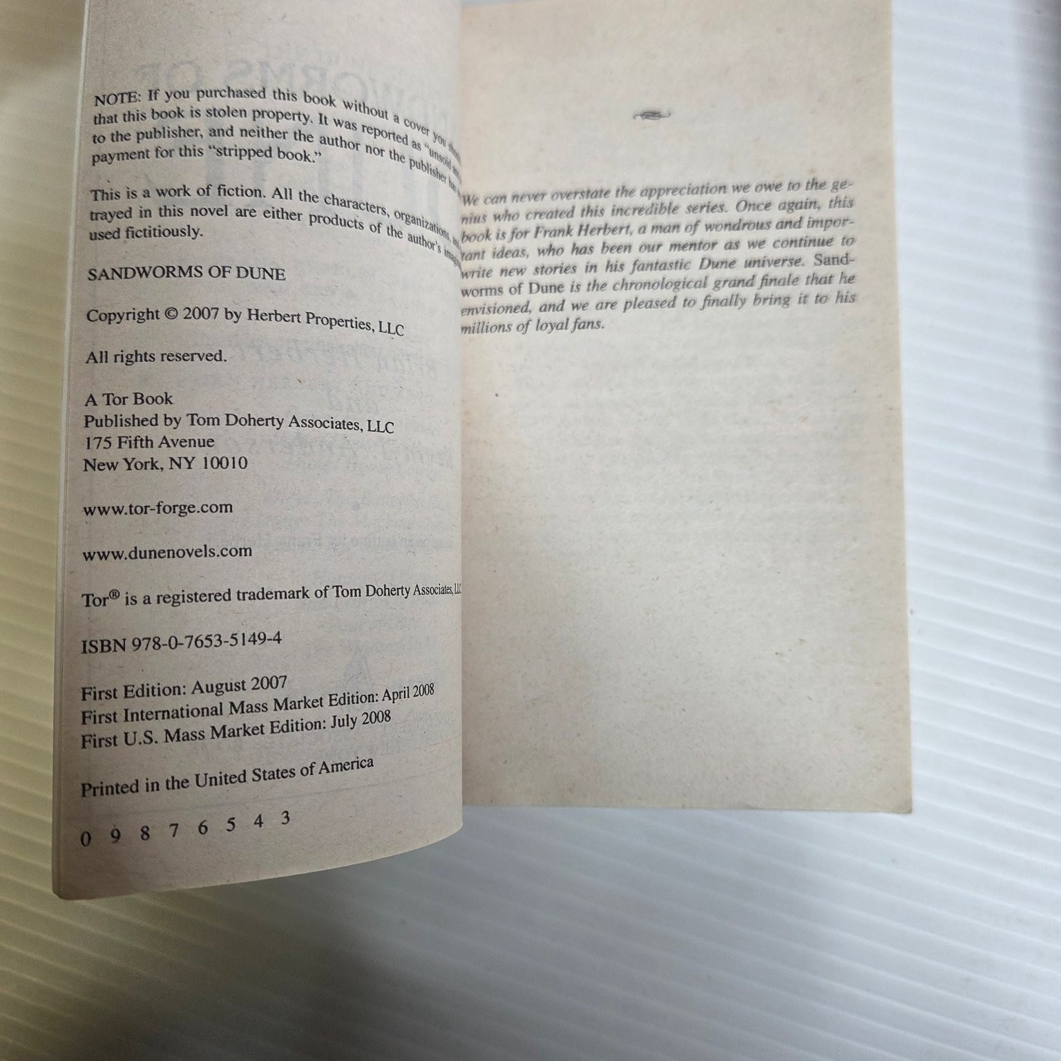 Hunters of Dune & Sandworms Brian Herbert Anderson Dune Series Sci-Fi Tor