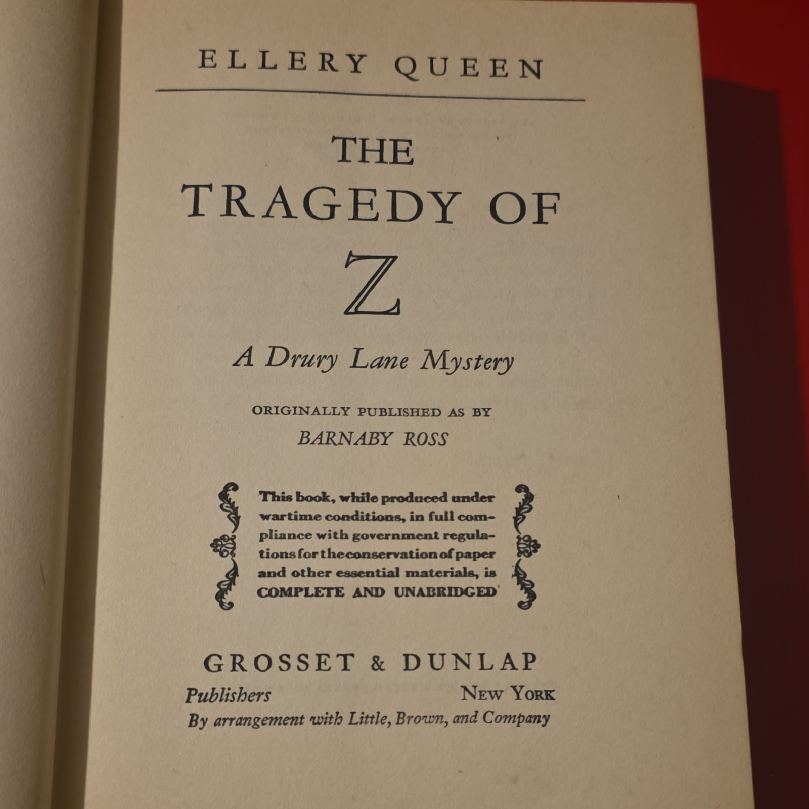 Ellery Queen The Tragedy of Z HC w/ Original Dust Jacket Grosset & Dunlap Rare