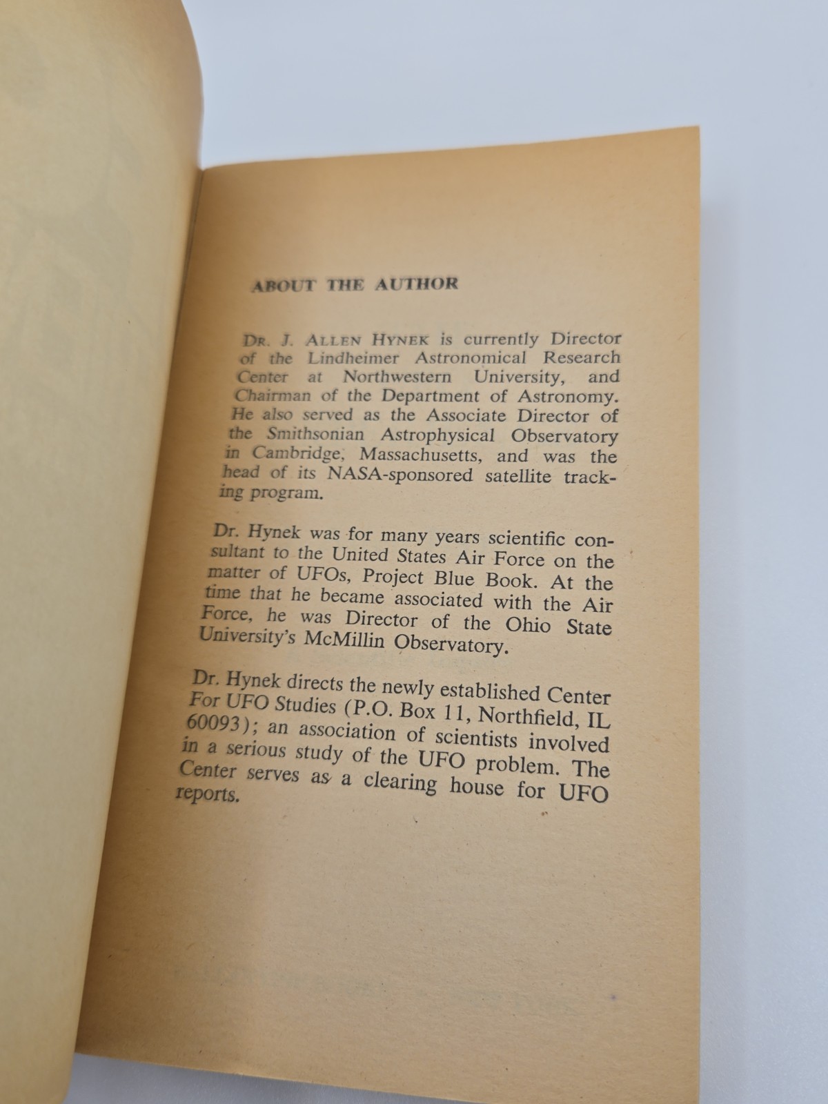 The UFO Experience A Scientific Inquiry J. Allen Hynek 1975 Paperback 3rd Print