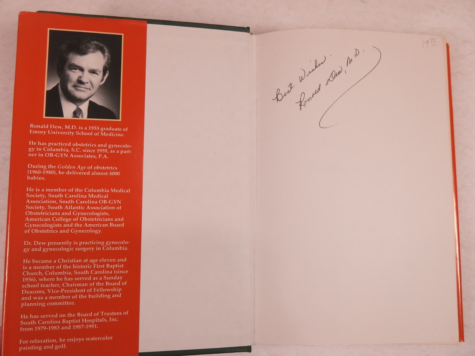 Brushed by Angels’ Wings (Signed) by Ronald Dew, M.D., Hardback 201 pages