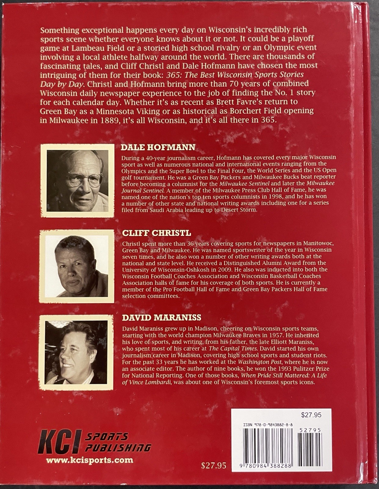 365 BEST WISCONSIN SPORTS STORIES DAY BY DAY by Hofmann & Christl (2010, HC) VG