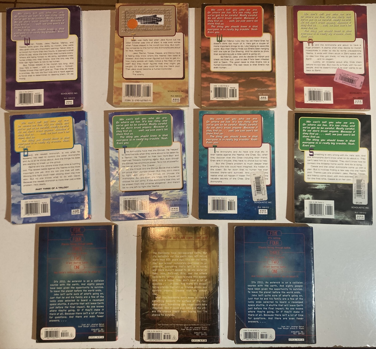 lot ANIMORPHS Android SICKESS Remnants K A APPLEGATE Capture DECISION Lot of 10