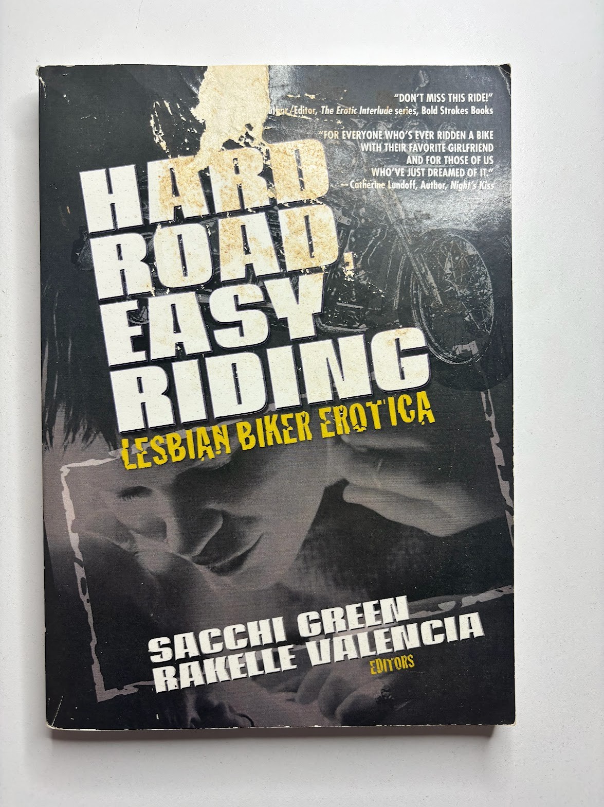 3 LGBTQIA+ books: lesbian erotic fiction (1990s-2000s), cowboy, biker