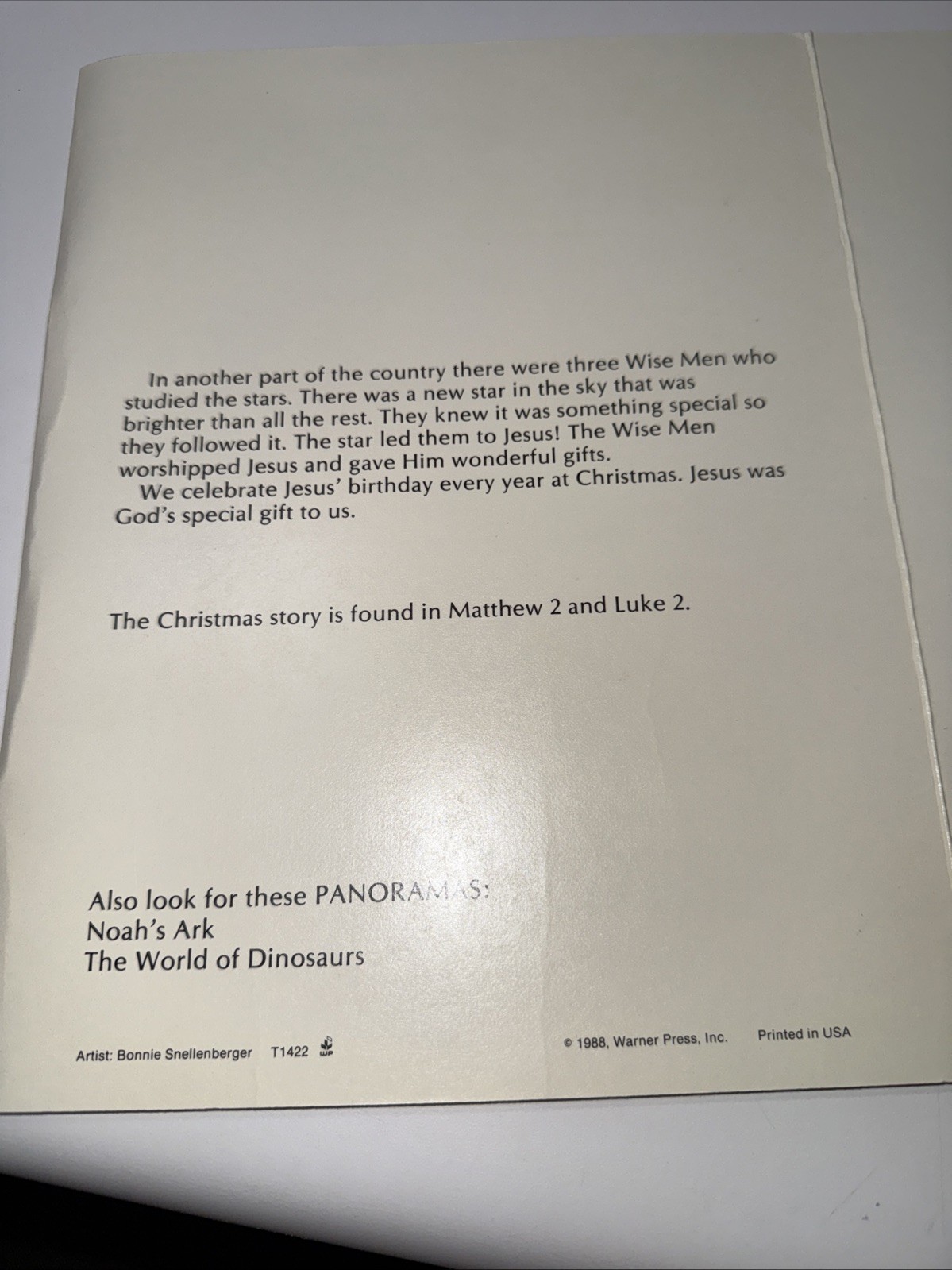 Vintage The Christmas Story Panorama Scene Warner Press 1988 Nativity Backdrop