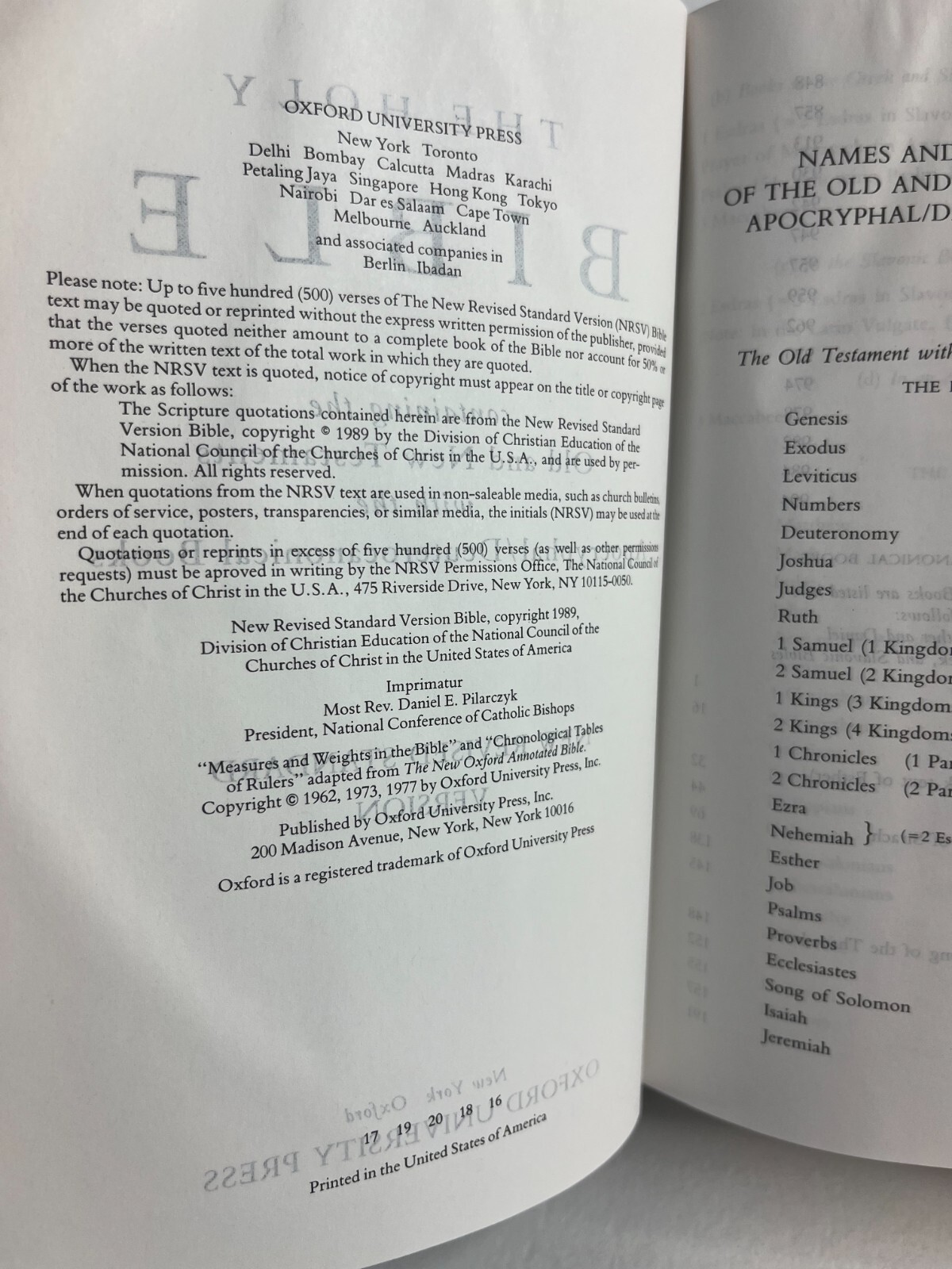 The Holy Bible New Revised Standard Version With Apocrypha