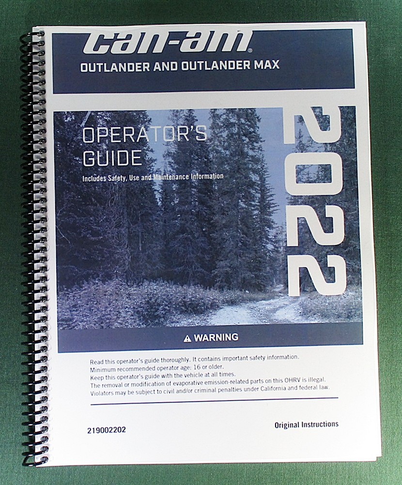 2022 Can-Am Outlander 570 XU Owner’s Manual: 254 Pages & Protective Covers!