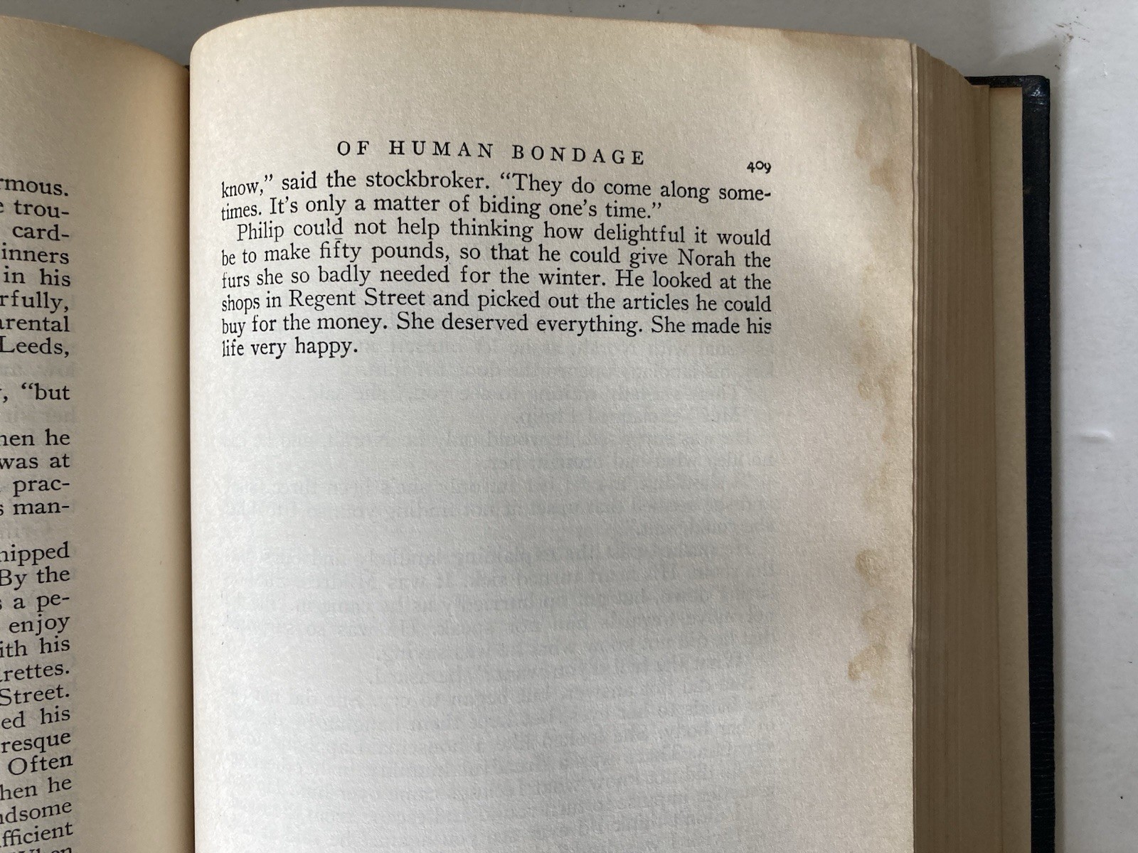 Antique 1915 Of Human Bondage by W. Somerset Maugham Hardcover Book