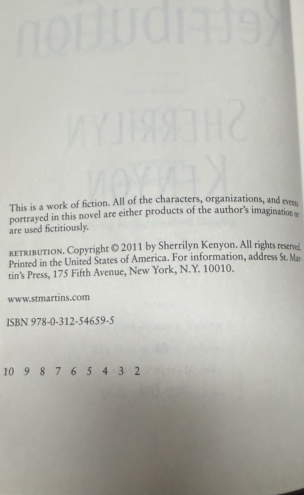 RETRIBUTION HARDCOVER BOOK #1 NEW YORK TIMES BESTSELLING AUTHOR SHERRILYN KENYON