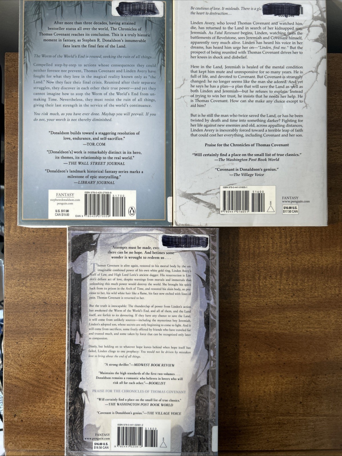 Lot of 3 Stephen Donaldson Books 2007-2013 Paperbacks Ex-Libri Very Good