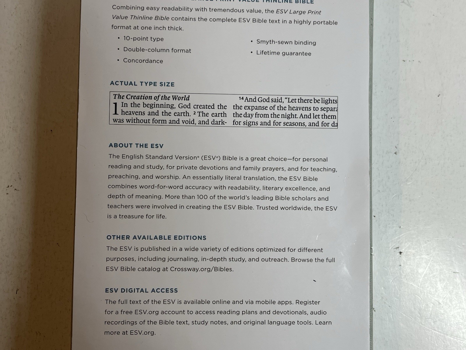 ESV Large Print Value Thinline Bible (Trutone, River Stone, Branch Design)