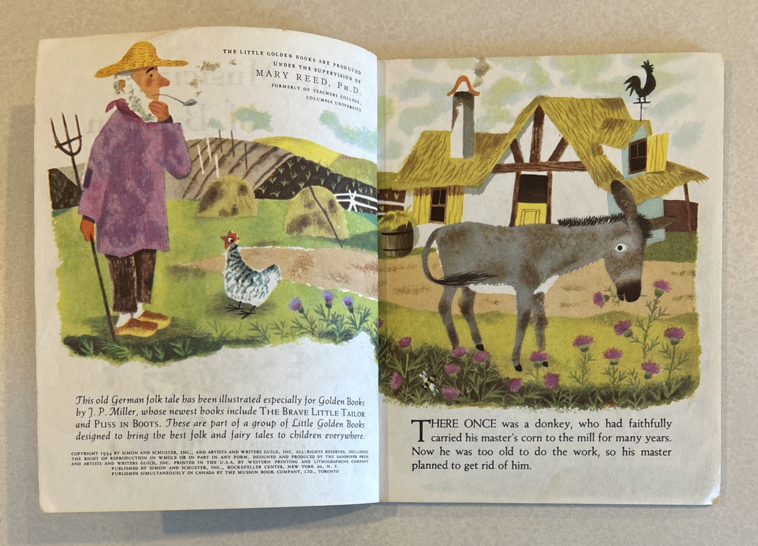 Little Golden Book: The Musicians of Bremen, Vintage 1954 HC, A (1st) Printing