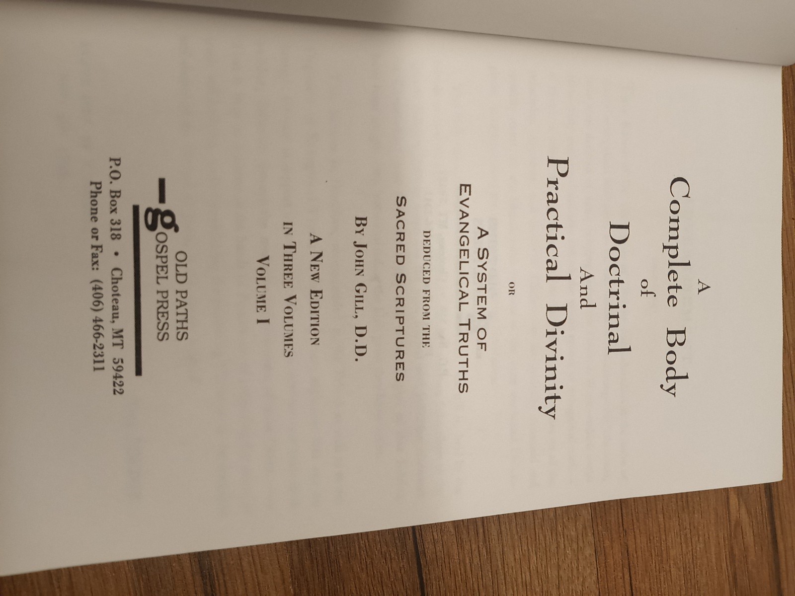A Complete Body Of Doctrinal And Practical Divinity Vol. 1 By John Gill Reprint