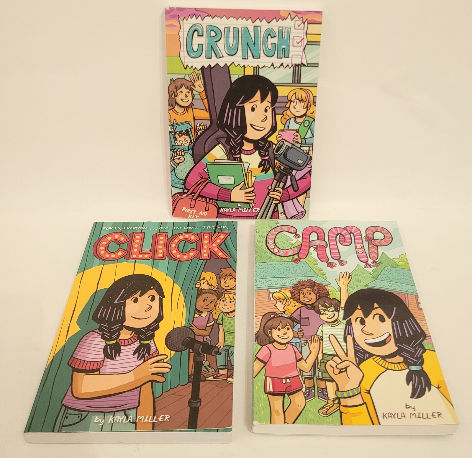 Kayla Miller Lot of 3 Graphic Novels Camp, Crunch & Click