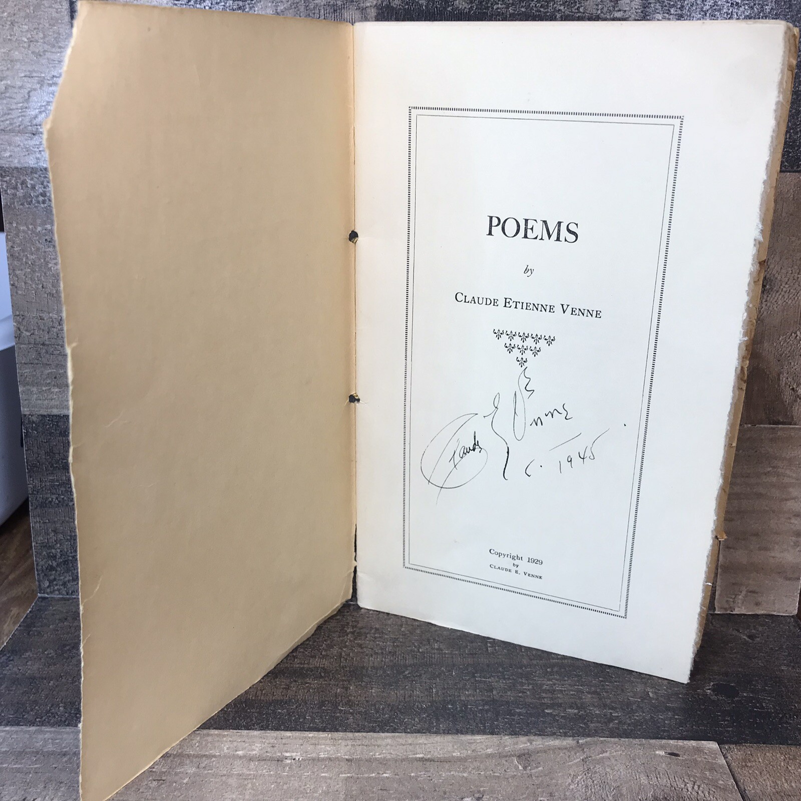 Poems by Claude Etienne Venne 1929 Signed 1945 24 Pages of Original Poetry Rare