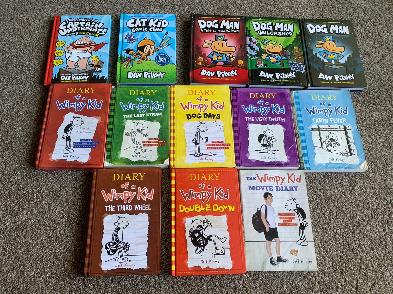 Chapter Books-Wimpy Kid-Dog Man-Cat Kid-Captain Underpants Lot Of 13 HB & PB