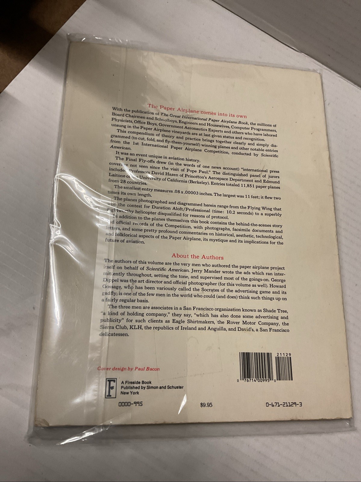 The Great International Paper Airplane Book 1967 Fireside Printing Hobby