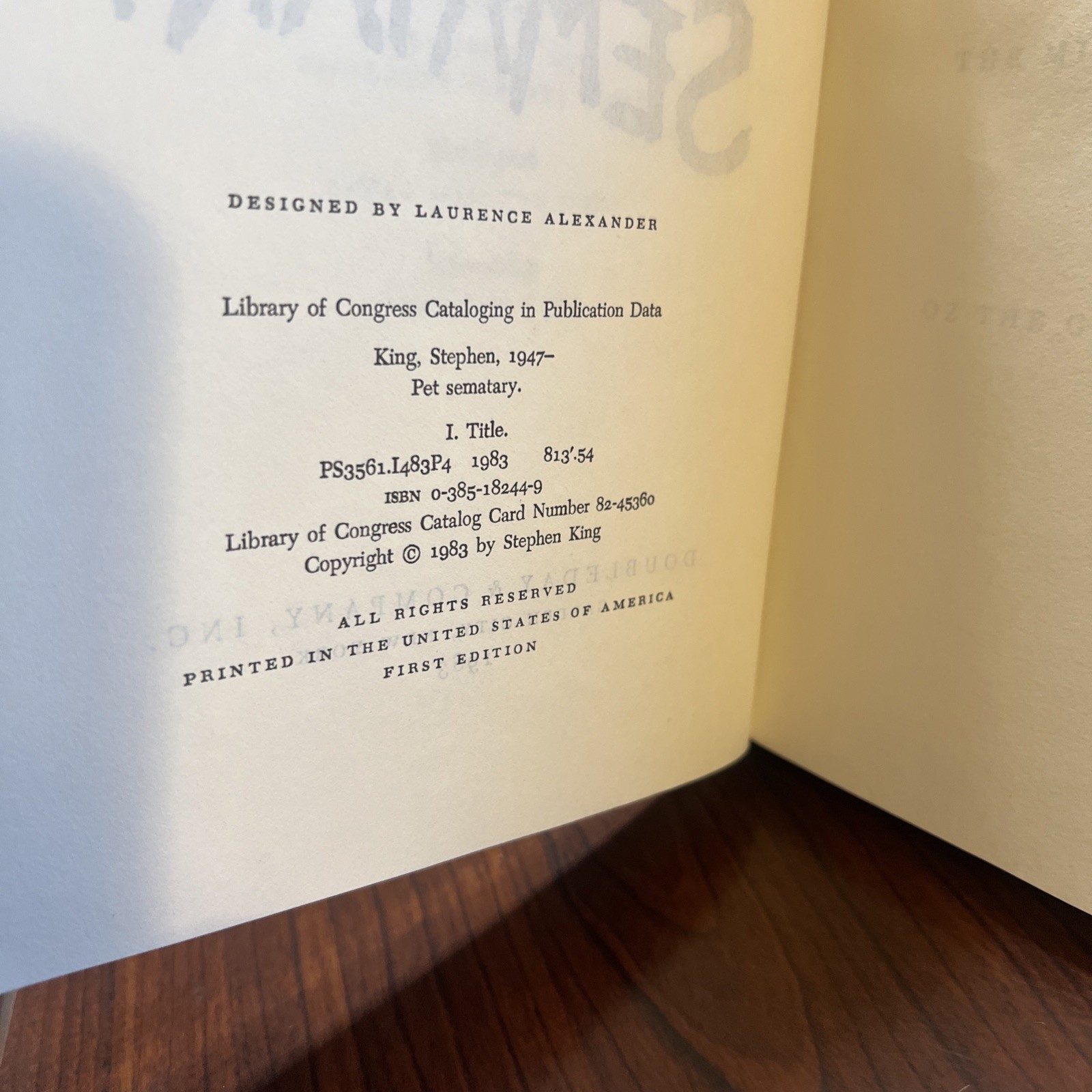 “Pet Sematary” ~ Stephen King: Y38 TRUE First Edition 1st Printing