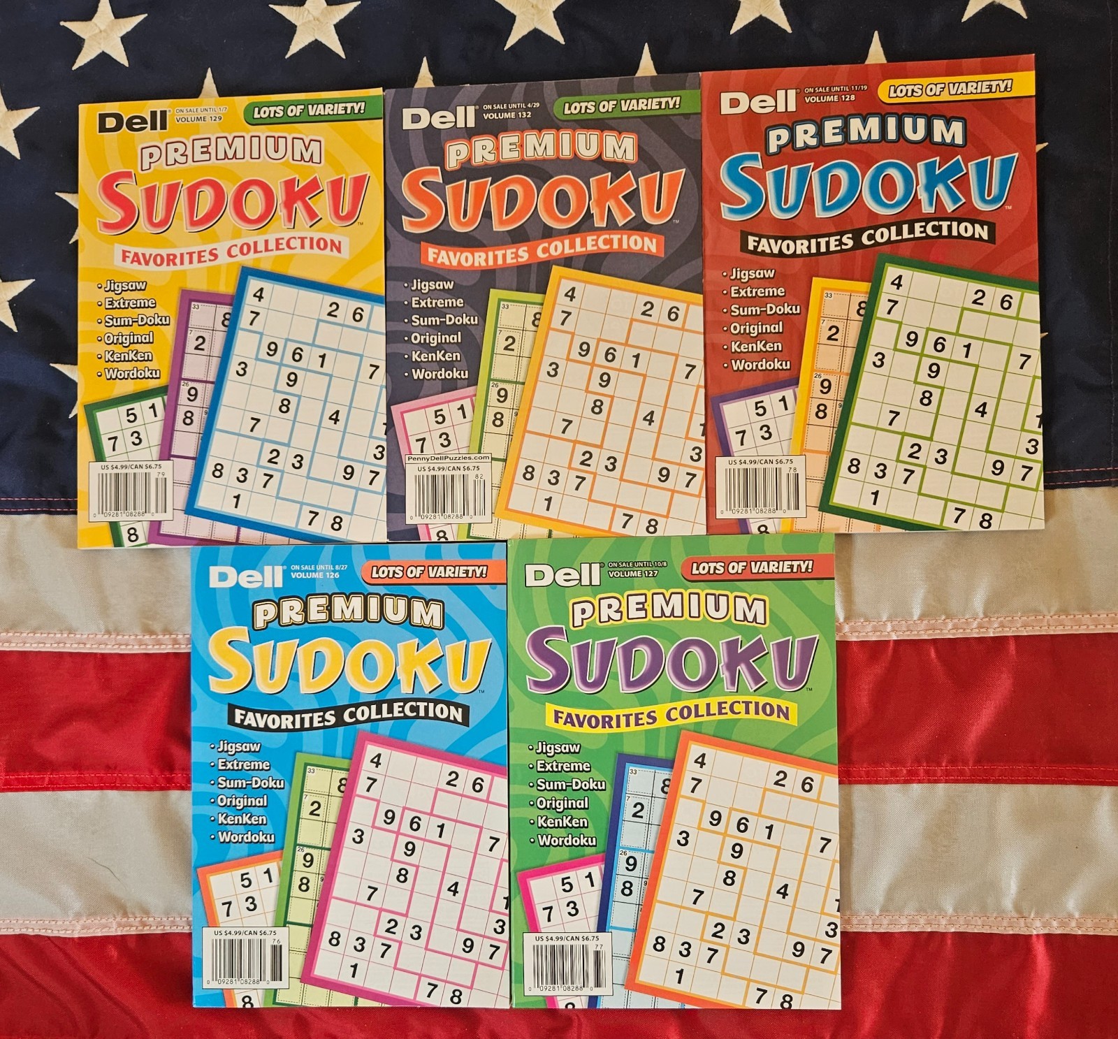 Lot of 5 Penny Press Dell Premium Favorites Sudoku E/Med Hard Challenger Extreme