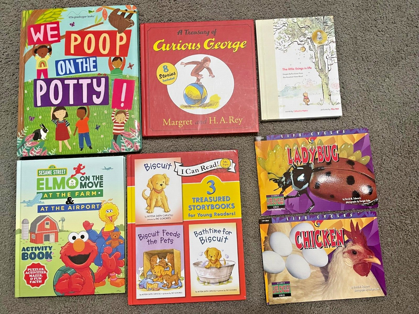 Childrens Book Lot Curios George, Elmo, Frozen 36 Book Lot Various Cond. See Pic