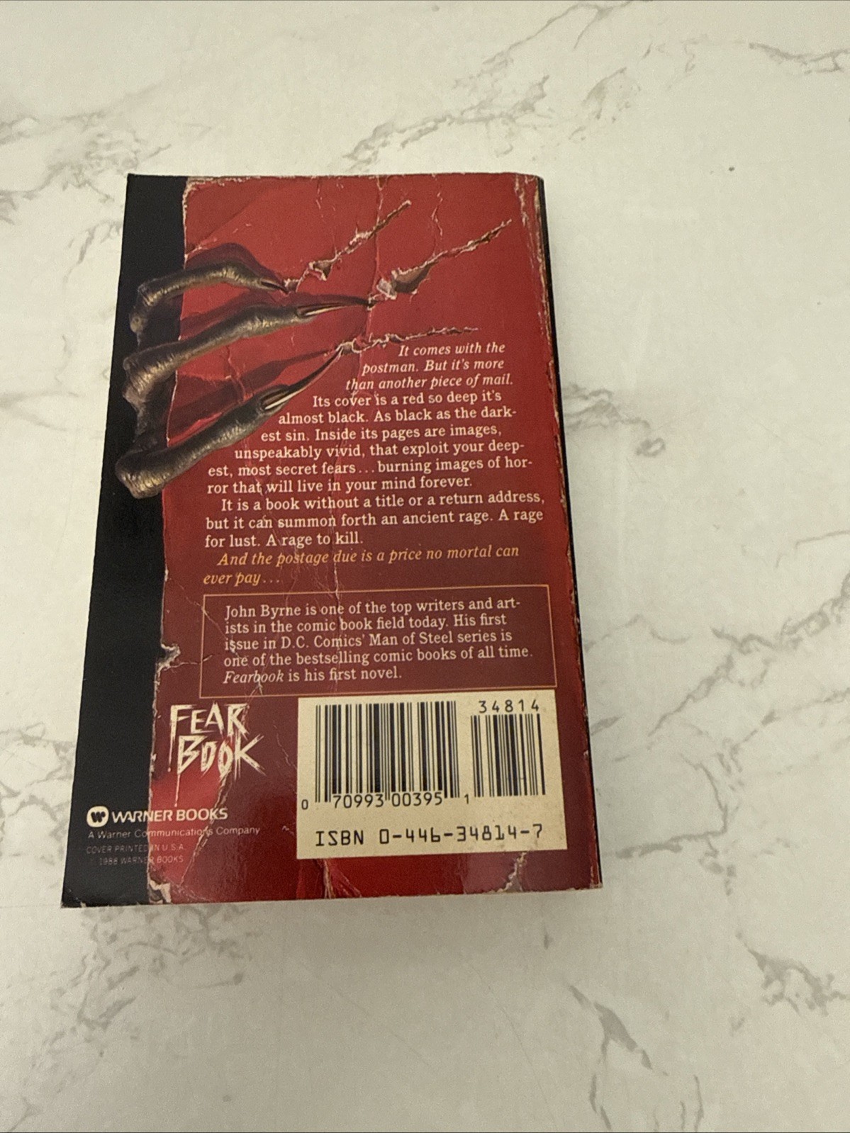 Fear Book By John Byrne 1988 First Printing Horror Warner Books Paperback