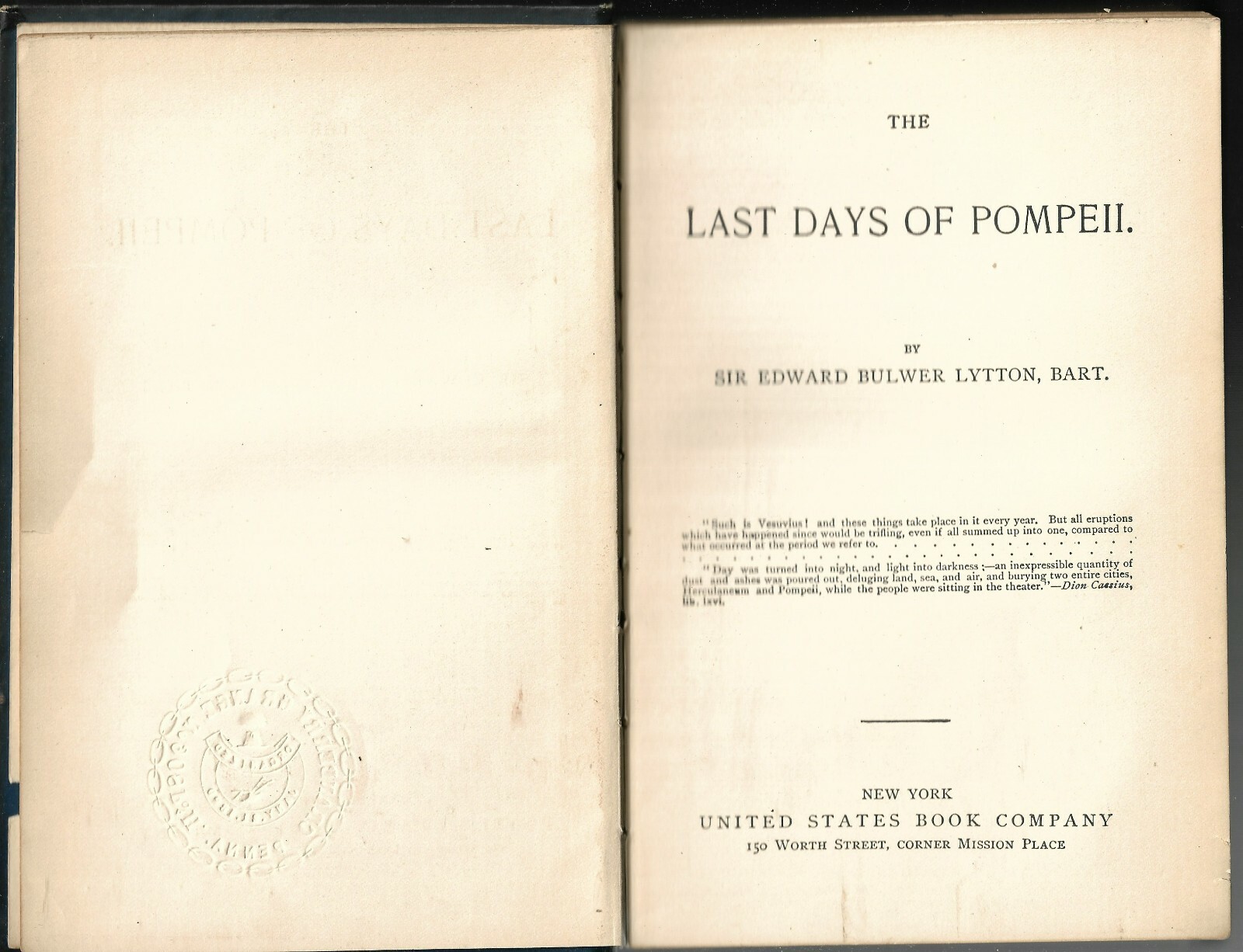 Edward Bulwer Lytton, The Last Days of Pompeii (1890s U.S. HC) Very Good