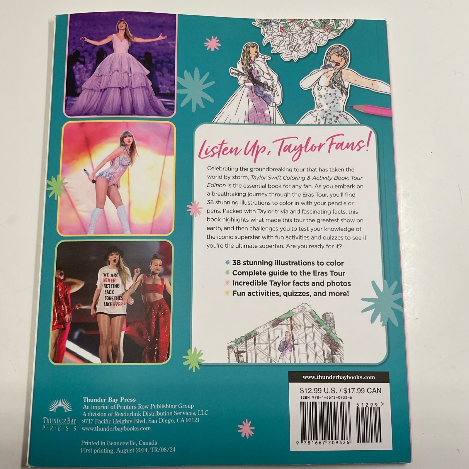 Taylor Swift Coloring & Activity Book Tour Edition Eras Tour Thunder Bay Press